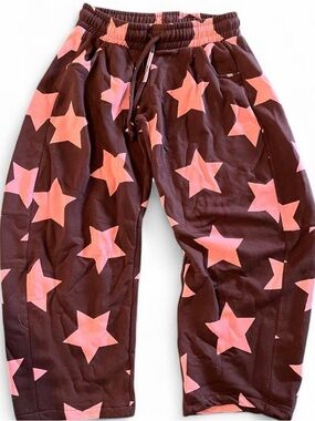 Urban Outfitters Brown Pajama Pants with Pink Star Print